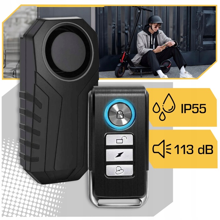 GŁOŚNY ALARM ROWEROWY Z PILOTEM WODOODPORNY WYTRZYMAŁY EAN (GTIN) 5906700043062